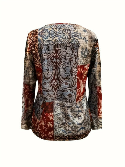 Amelia – Stilfuld V-hals Bluse med Blomstermønster