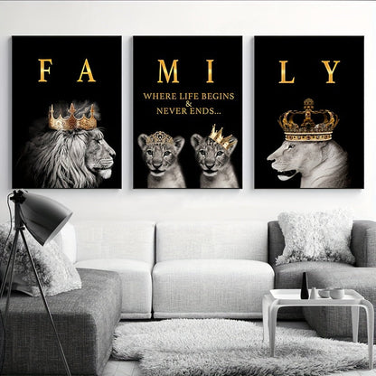 WildEssence - Canvas Set with Lion Family Theme