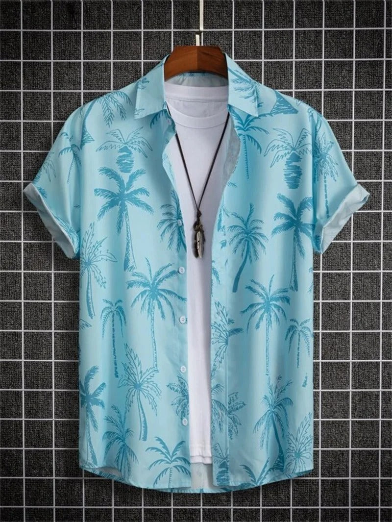Amich - 3D Blomstret Print Hawaii Skjorte