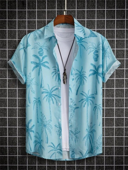 Amich - 3D Blomstret Print Hawaii Skjorte