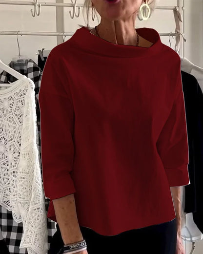 Miriam – Haut décontracté avec larges revers et demi-col pour un look élégant