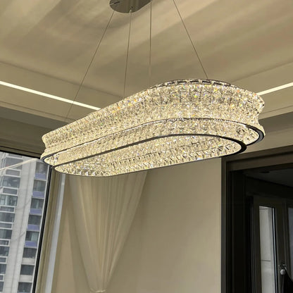 ShimmerGlow - Elegant Oval Crystal Chandelier