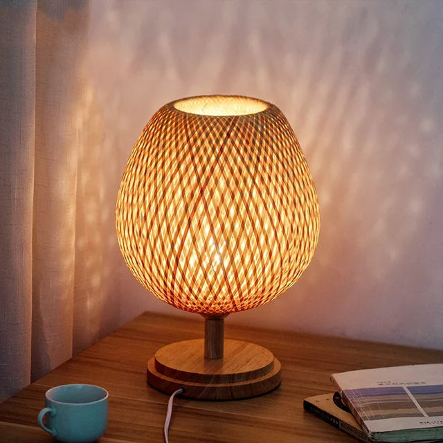 RusticGlow – Lampe de table vintage en bois et métal