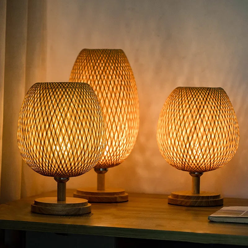 RusticGlow – Lampe de table vintage en bois et métal
