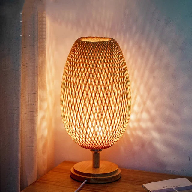 RusticGlow – Lampe de table vintage en bois et métal