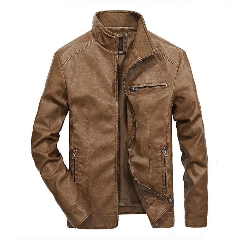Veste en cuir pour homme - Veste de printemps pour homme - avec fermeture éclair