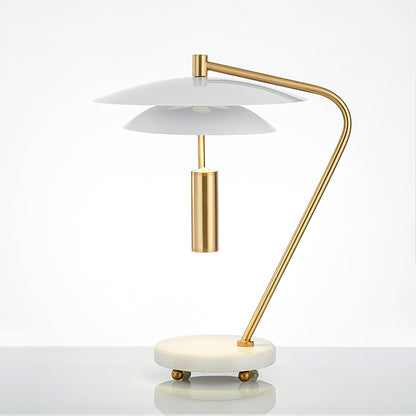 LuxeShade – Hvid Aluminium Bordlampe med Marmorfod