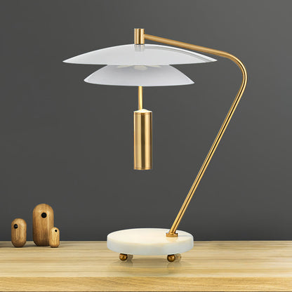 LuxeShade – Hvid Aluminium Bordlampe med Marmorfod