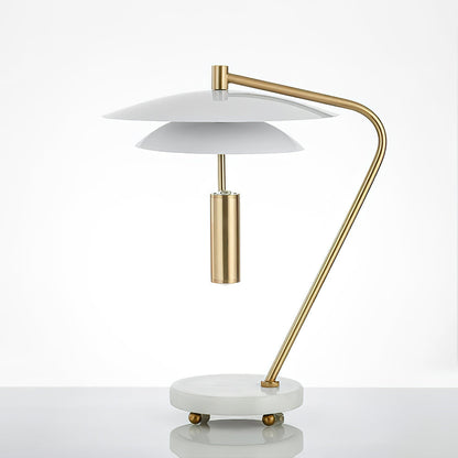 LuxeShade – Hvid Aluminium Bordlampe med Marmorfod