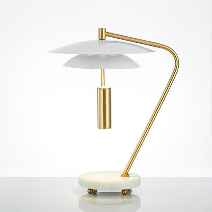 LuxeShade – Hvid Aluminium Bordlampe med Marmorfod