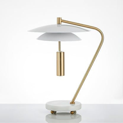 LuxeShade – Hvid Aluminium Bordlampe med Marmorfod