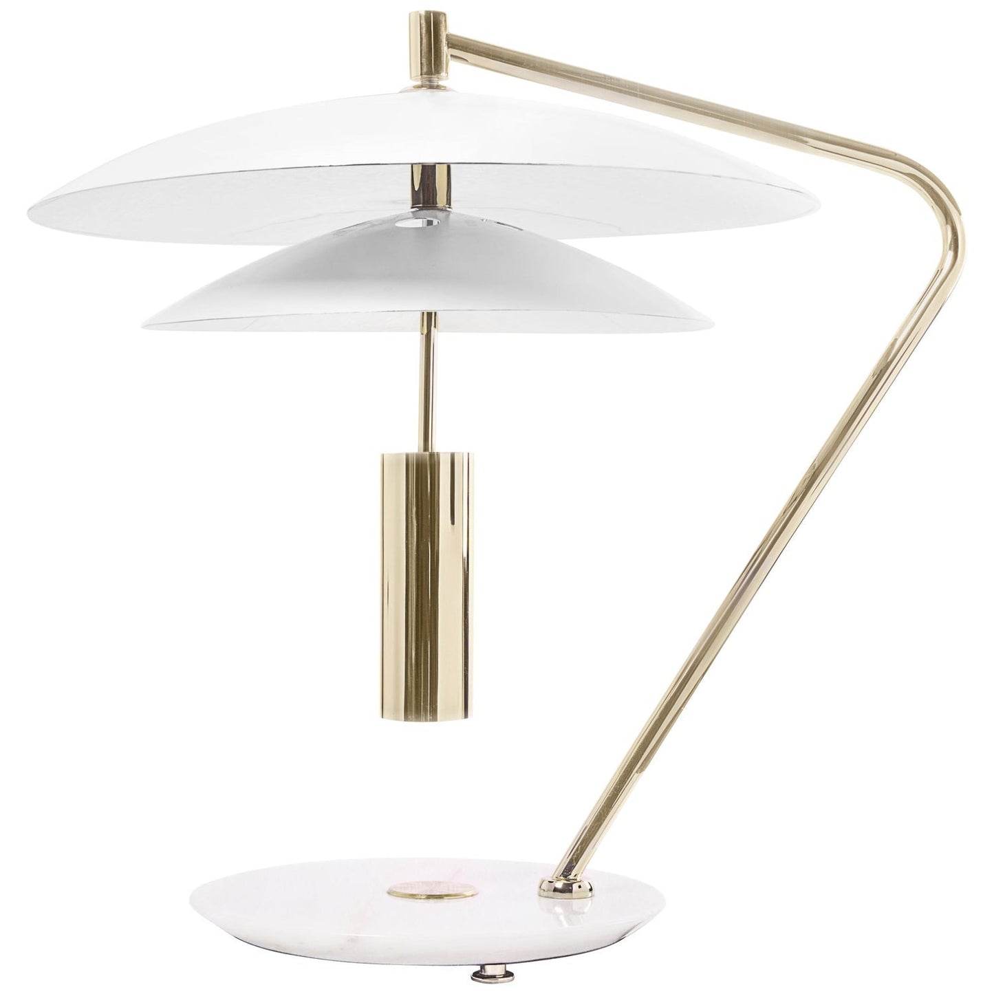 LuxeShade – Hvid Aluminium Bordlampe med Marmorfod