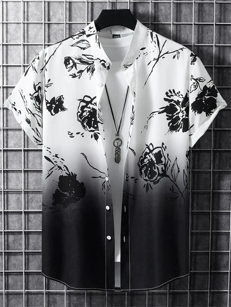 Amich - 3D Blomstret Print Hawaii Skjorte