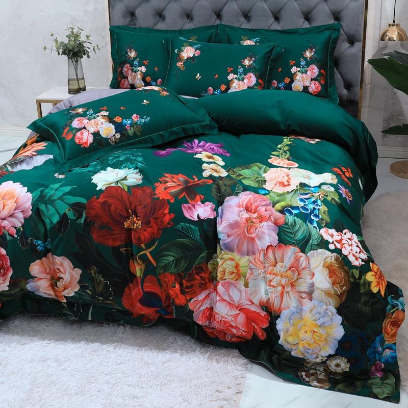 EmeraldLuxe - Groen Egyptisch Katoenen Dekbedovertrek Set