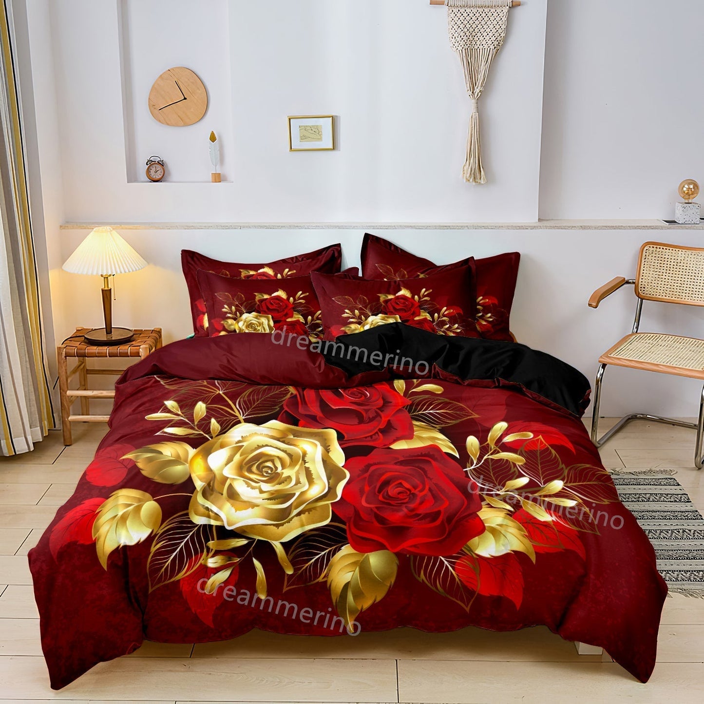 ScarletElegance - Romantisches Rosen-Bettwäsche-Set