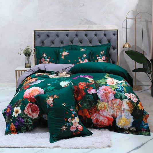 EmeraldLuxe - Groen Egyptisch Katoenen Dekbedovertrek Set