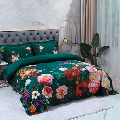 EmeraldLuxe - Groen Egyptisch Katoenen Dekbedovertrek Set