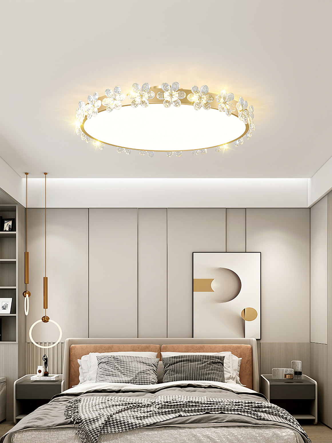 LuxePetal - Ceiling Light with Crystal Petals and Subtle Lighting