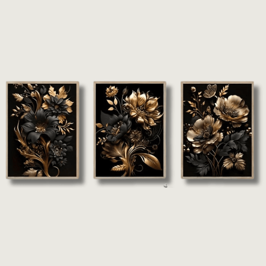 BrilliaArt - Unframed Golden Flowers Wall Decoration