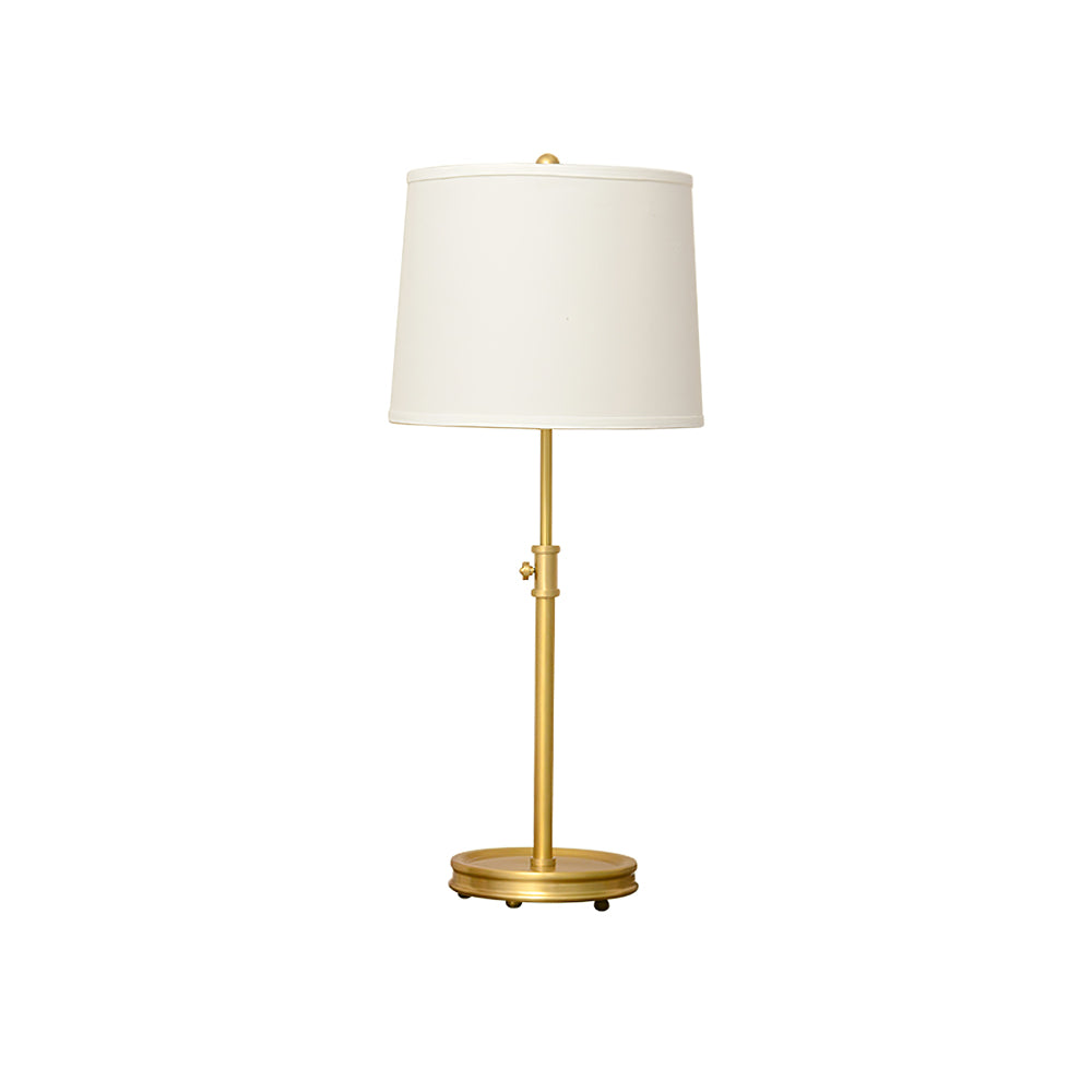 BrassLuxe – Vintage guld bordlampe med stofskærm