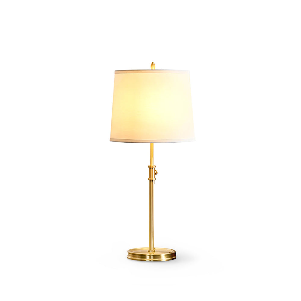 BrassLuxe – Vintage guld bordlampe med stofskærm