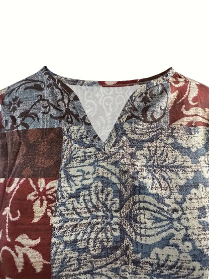 Amelia – Stilfuld V-hals Bluse med Blomstermønster