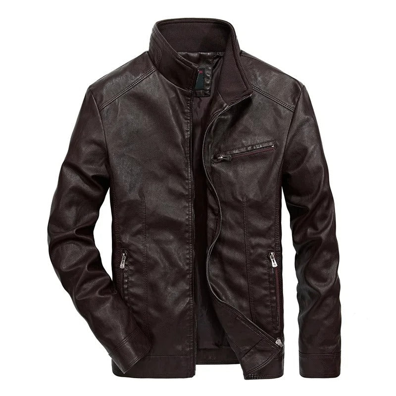 Veste en cuir pour homme - Veste de printemps pour homme - avec fermeture éclair