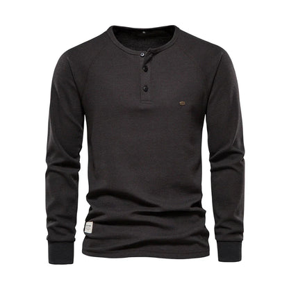 Chemise à manches longues pour homme avec col rond