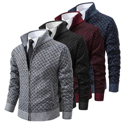 Veste de printemps pour homme avec fermeture éclair et motif géométrique
