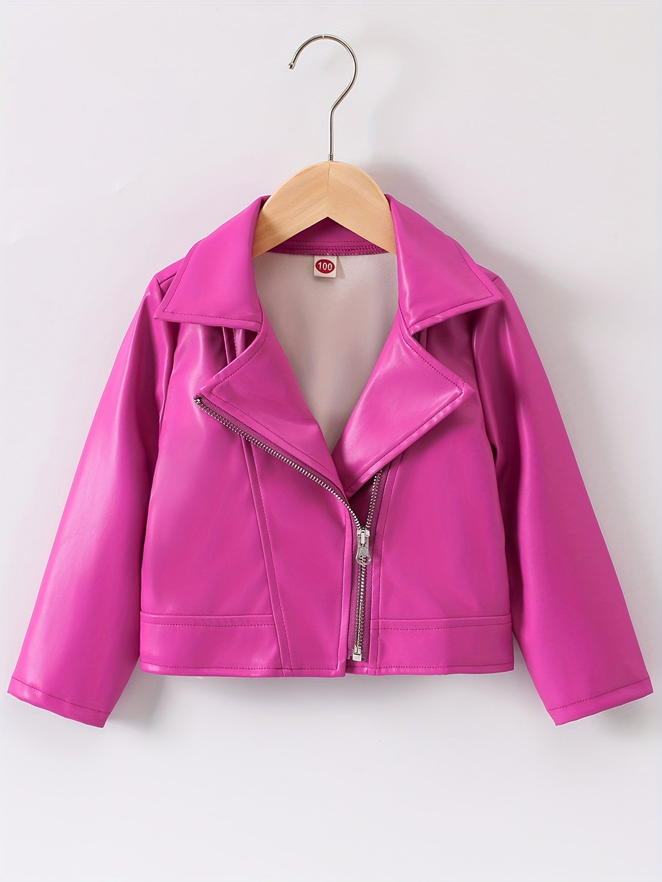 Veste à col retourné en cuir PU avec fermeture éclair asymétrique pour le printemps et l'automne - Zaira