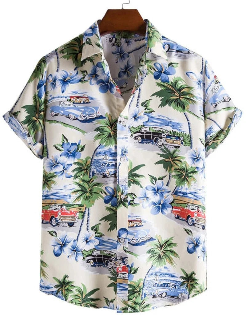 Amich - 3D Blomstret Print Hawaii Skjorte