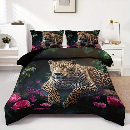 SafariDream - Digitales Tiermuster-Bettwäsche-Set für Bett, Sofa und Reisen