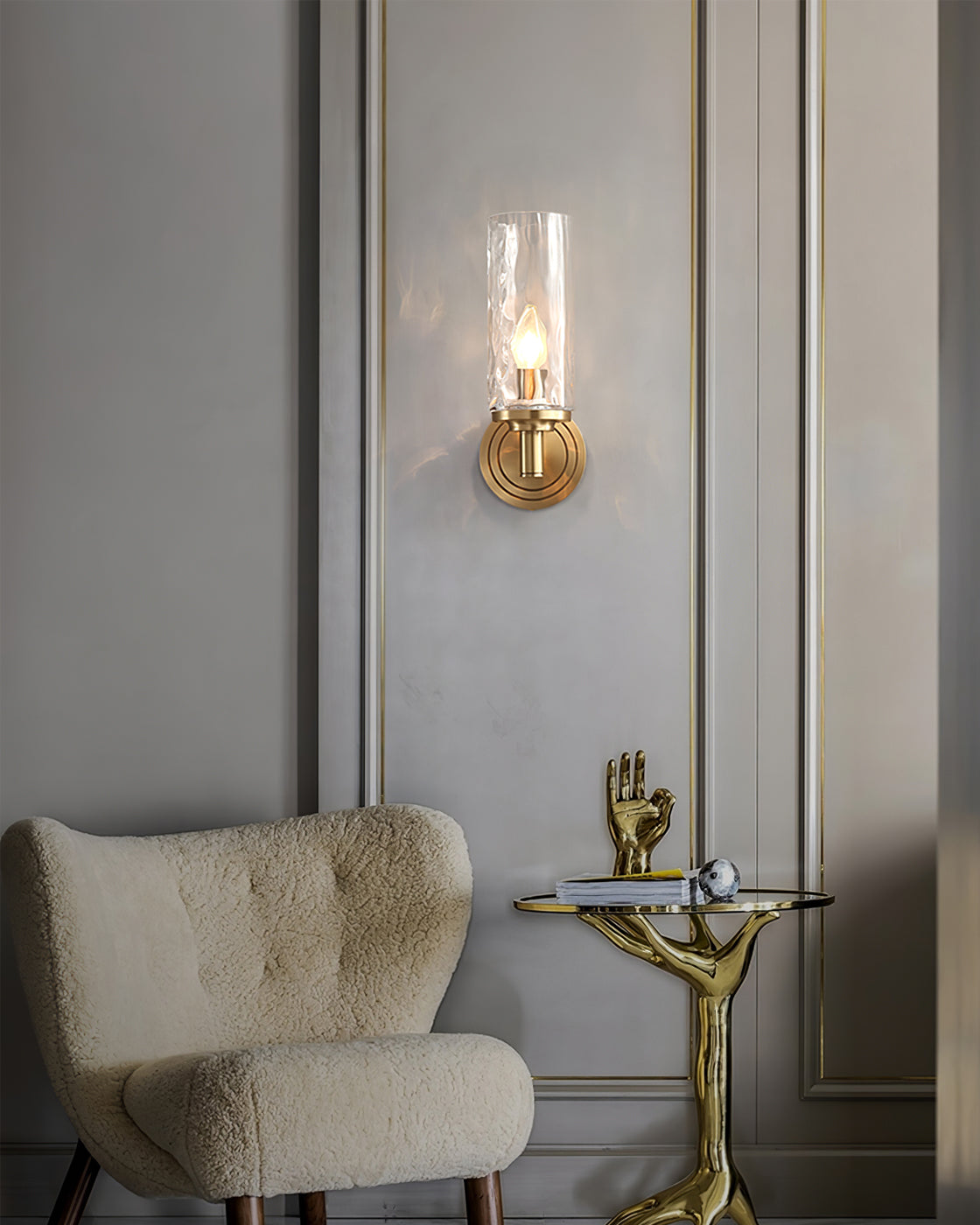 GoldenAura - Chic glasvægslampe til en luksuriøs atmosfære