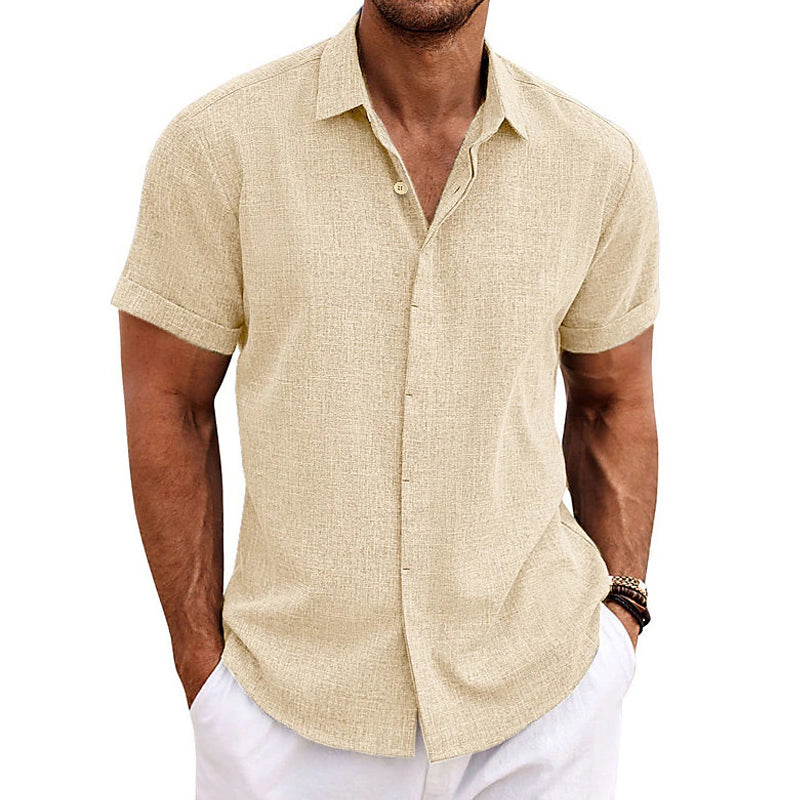 Chemise pour homme à manches courtes en coton et lin - Luca