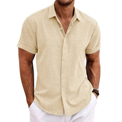 Chemise pour homme à manches courtes en coton et lin - Luca