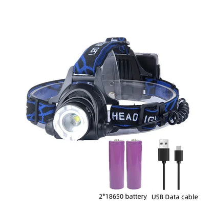 Lampe frontale LED rechargeable, durable, étanche et puissante