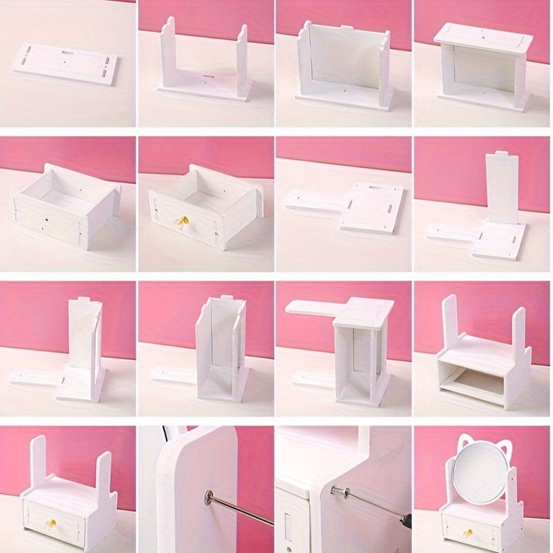 PurrGlow - Miroir de maquillage avec rangement et oreilles de chat