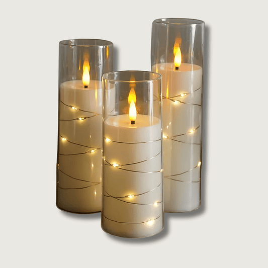 BrilliantGlow - 3-Piece LED Candle Set with Remote Control