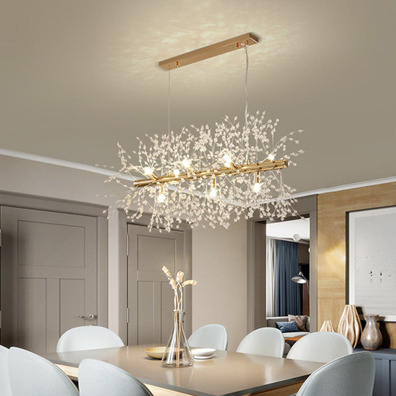 OpalGleam | LED-Hängeleuchte in Weiß und Gold für Schlafzimmer und Esszimmer