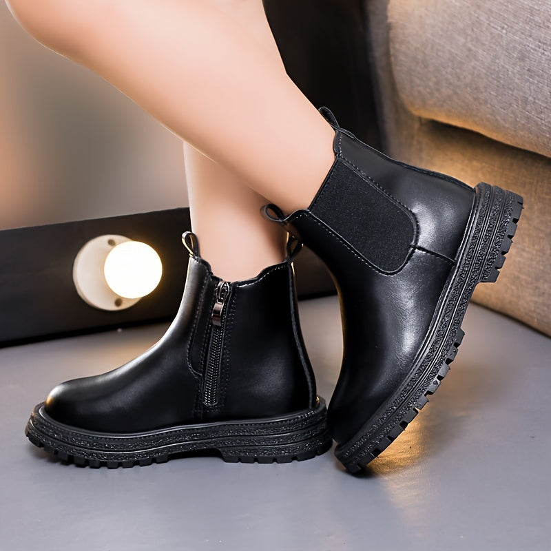 Bottes vintage robustes à cheville avec fermeture éclair pour filles - Icy