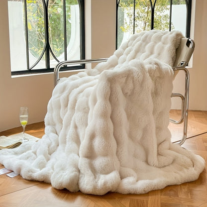 FluffyNest - Thick Warm Bubble Fleece Blanket for Sofa and Bed