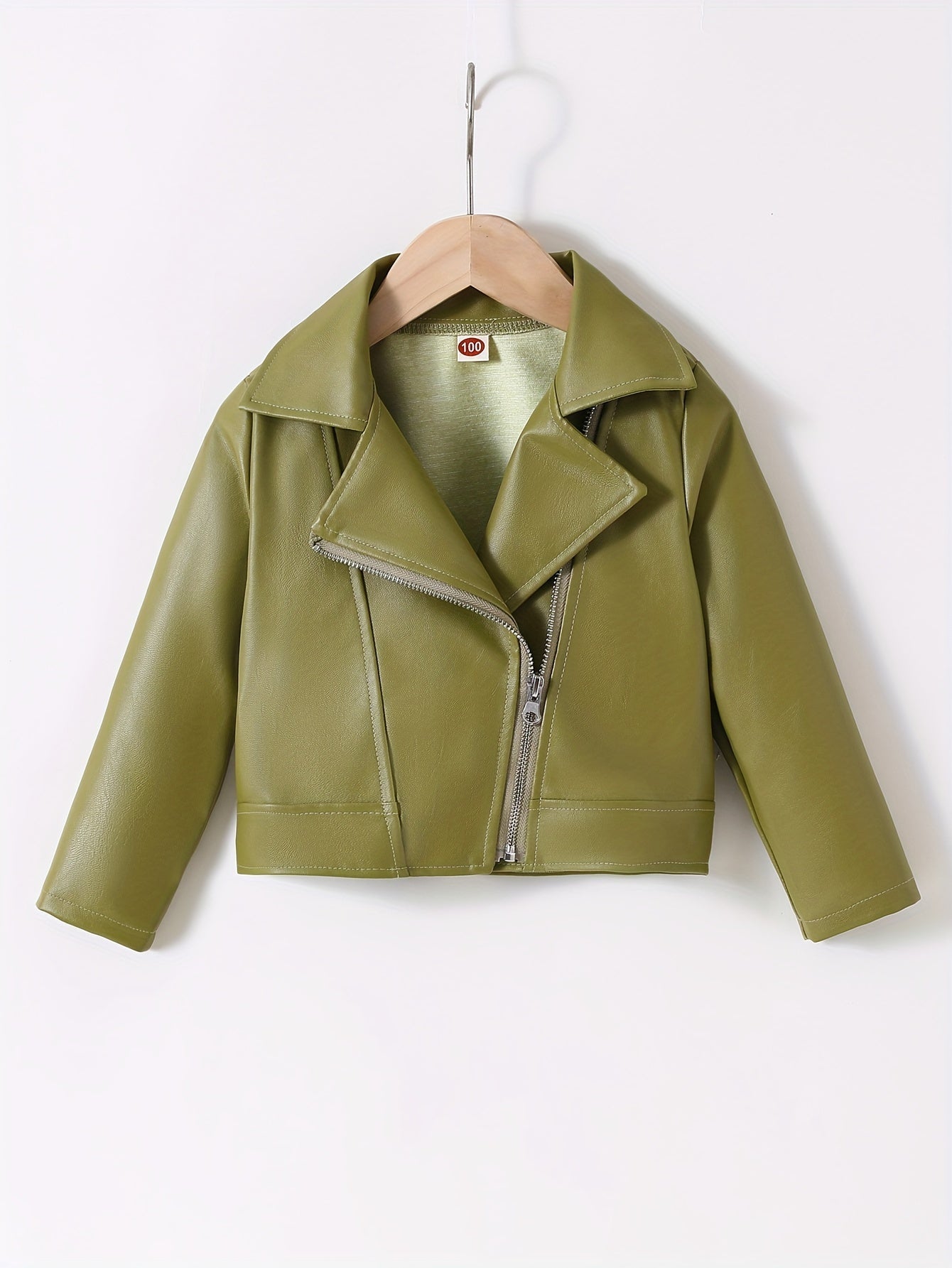 Veste à col retourné en cuir PU avec fermeture éclair asymétrique pour le printemps et l'automne - Zaira
