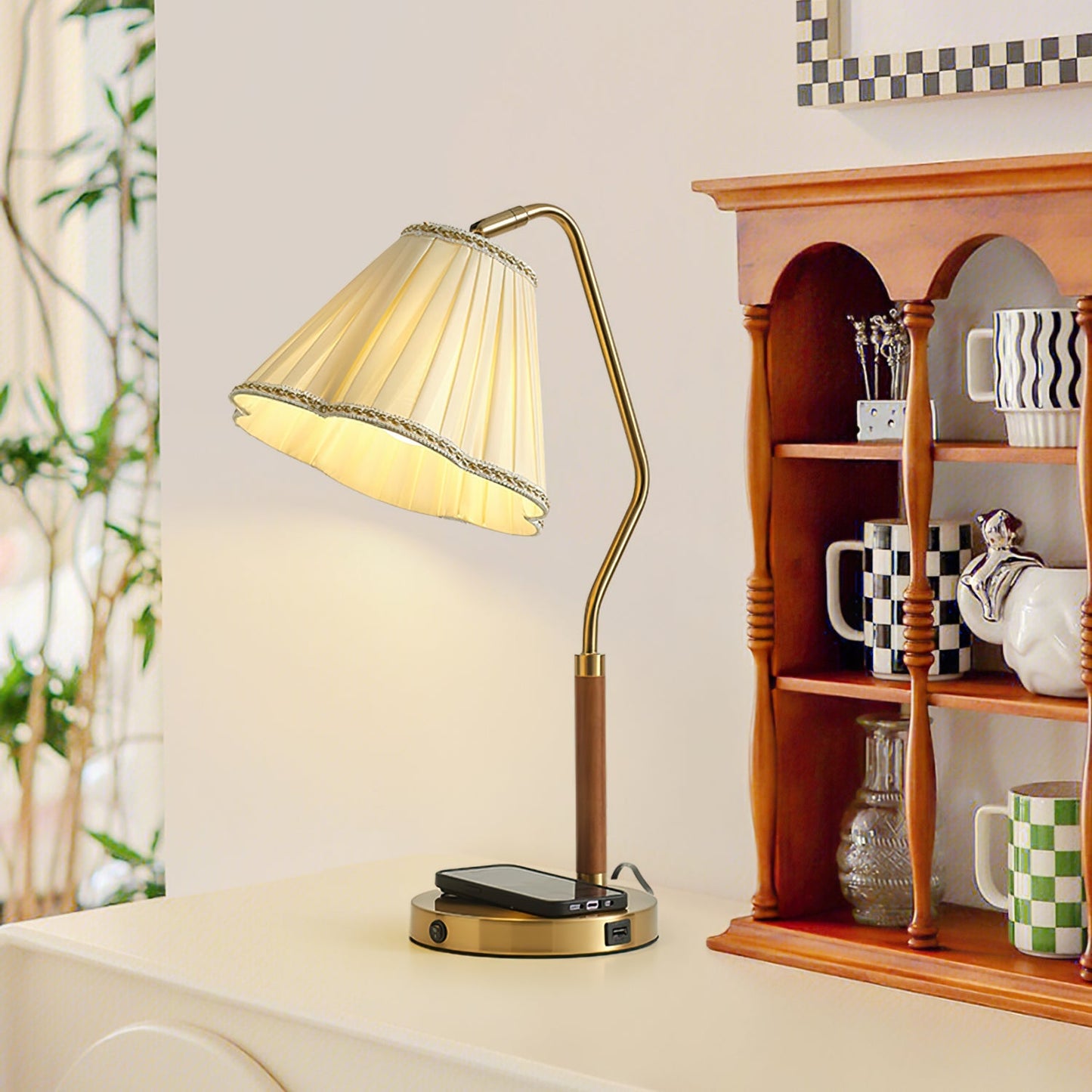 LuxeLight - Florentine Fabric Table Lamp with Gold Base