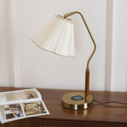 LuxeLight - Florentine Fabric Table Lamp with Gold Base