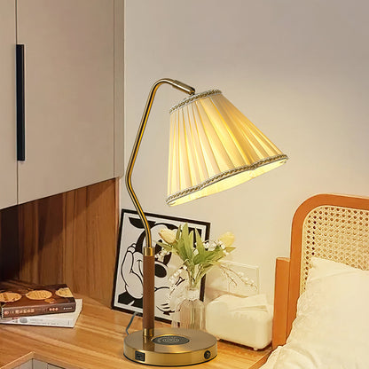 LuxeLight - Florentine Fabric Table Lamp with Gold Base