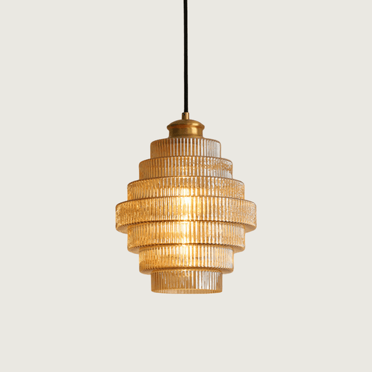 BrassGlow - Bottle-Shaped Brass Glass Pendant Light