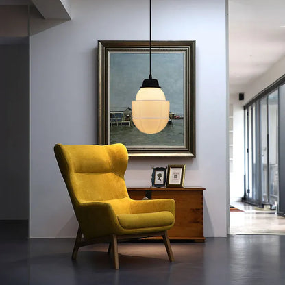 Milk Glass - Vintage Geometric Pendant Light