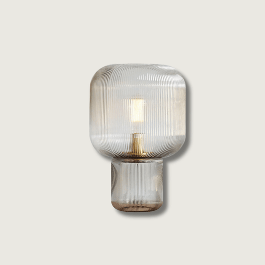 GlowSphere - Oval bordlampe af glas og metal