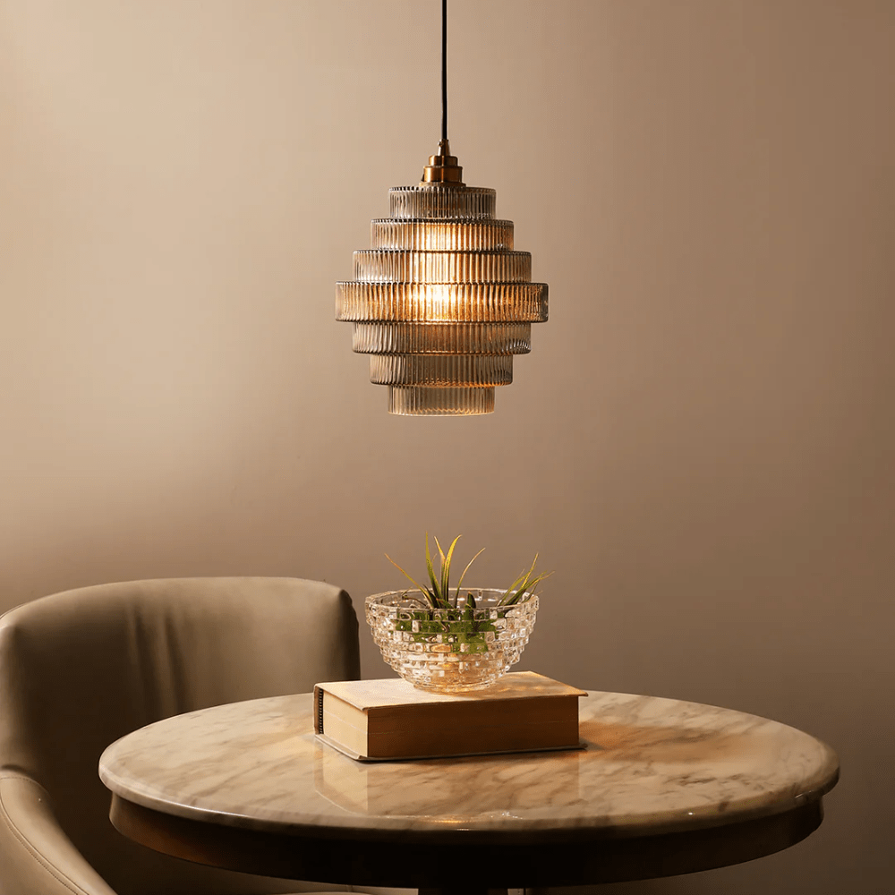 BrassLuxe - Pendant Lamp with Retro Glass Shape