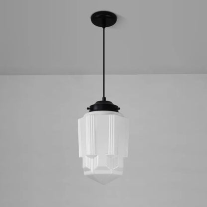 Milk Glass - Vintage Geometric Pendant Light
